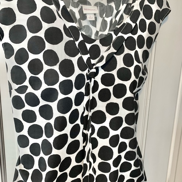 Black white polkladot sleeveless blouse Merona - Picture 4 of 5